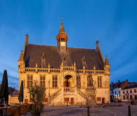 Town hall and main square in the historic town of Damme in Belgium