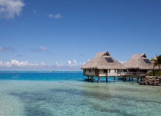 huts on water in the sea