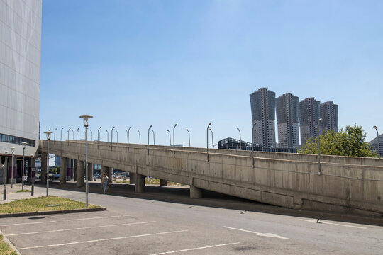 The entrance to the new subway CSKA. People go to the popular business center Aviapark