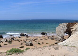 beach and rocks at the arch of Saint Pierre Quiberon 