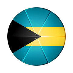 Fototapeta premium Glass light ball with flag of Bahamas. Round sphere, template icon. National symbol. Glossy realistic ball, 3D abstract vector illustration highlighted on a white background. Big bubble.