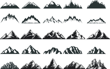 vintage mountain and Mount everest Black logo vector