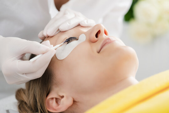Lashes treated professionally in beauty salon