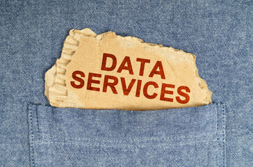 A piece of paper sticks out of his shirt pocket with the inscription - DATA SERVICES