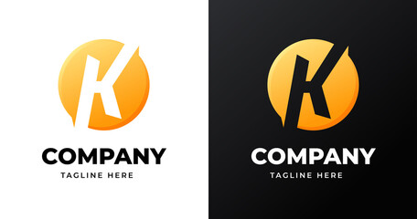 Letter K logo design template with circle shape style