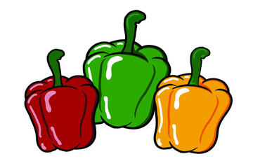 red and yellow peppers isolated