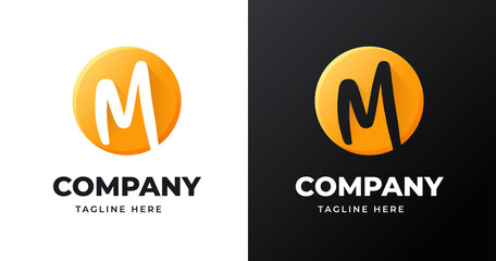 Letter M logo design template with circle shape style