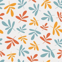 Falling leaves, seamless vector pattern. 