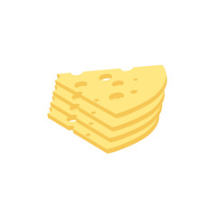 Triangular pieces of cheese on a white background.