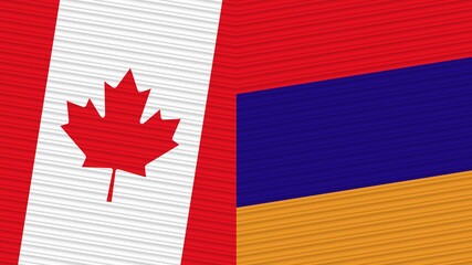 Armenia and Canada Flags Together Fabric Texture Illustration