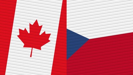 Czech Republic and Canada Flags Together Fabric Texture Illustration