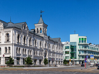 Fototapeta premium Building of the Polytechnic Museum with a tower with a weather vane