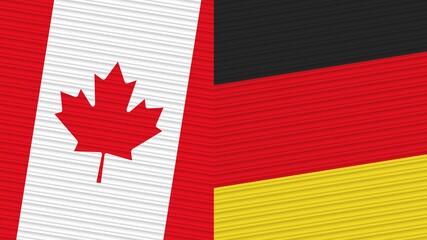 Germany and Canada Flags Together Fabric Texture Illustration