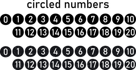 circled numbers set vector illustration flat icon for website on a white background