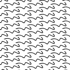 Seamless pattern with doodle wavy lines