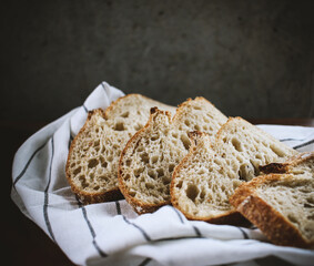 sliced bread on wooden table