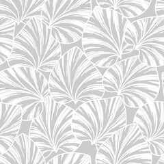 seamless grey  abstract  floral background with white  leaves.