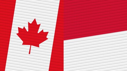 Monaco and Canada Flags Together Fabric Texture Illustration