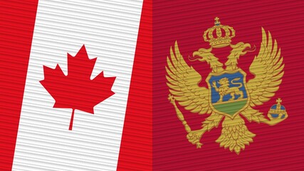 Montenegro and Canada Flags Together Fabric Texture Illustration