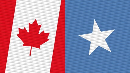 Somalia and Canada Flags Together Fabric Texture Illustration