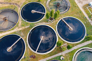 Round sedimentation tanks of wastewater treatment plant, filtration of dirty or sewage water....