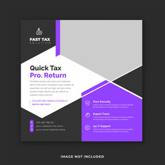 Tax return preparation Instagram post template. Tax consultation service social media post design