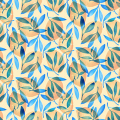 Seamless pattern design. Lemon fruit pattern digital drawing. Modern ornament.  - 444606375