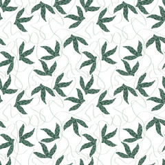 leaves seamless pattern. Print for fabric. background. hand-drawn object. summer
