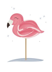 illustration of a pink flamingo