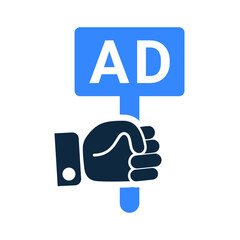 Advertisement, hand board icon. Simple editable vector design isolated on a white background.