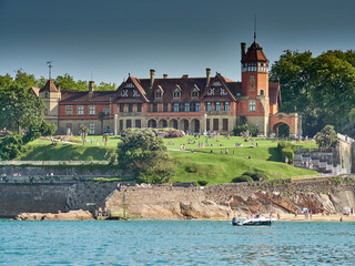 Fototapeta premium Vistas de la bahía de la concha en San Sebastián y la Isla Santa Clara