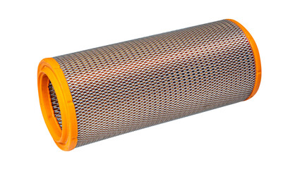 Cylinder car air filter isolated on white. Ready for clipping path.
