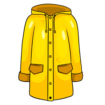 Rain protection. Yellow raincoat with kormans and a hood. Autumn clothes.