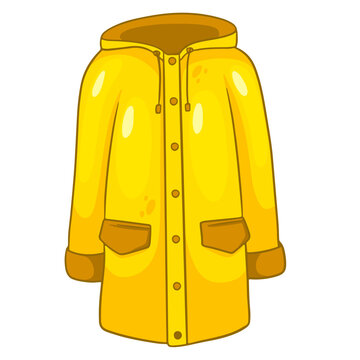 Rain protection. Yellow raincoat with kormans and a hood. Autumn clothes.