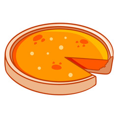 Bakery products. Appetizing pumpkin pie with a cut piece of cake.