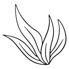 Bunch of green fresh grass. Long leaves of grass. Line style.