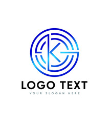 K and G linked creative modern vector logo template 