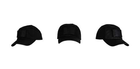 Baseball cap from different sides. Mockup for design creation. Isolate on abel back