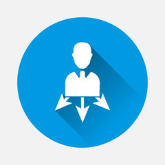 Vector Icon careers icon on blue background. Flat image with long shadow.