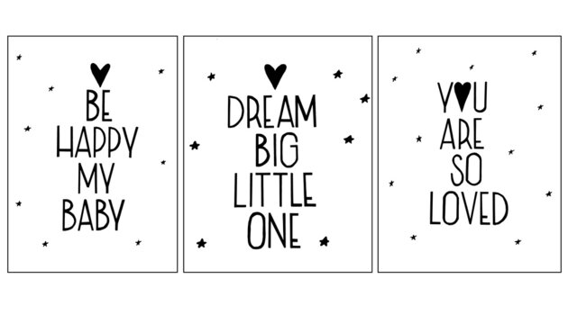 set baby design poster dream big little one be happy my baby