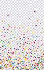 Blue Confetti Background Transparent Vector. Circle Flying Design. Eve Illustration. Orange Dot New Card. Rainbow Banner.