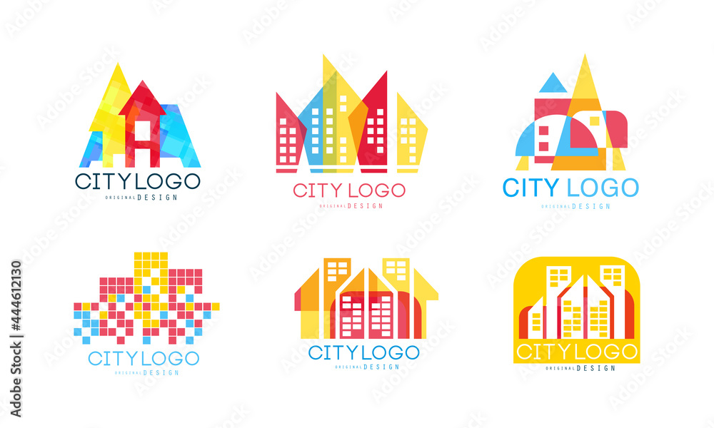 Wall mural City Logo with Building and Architecture Shapes Vector Set