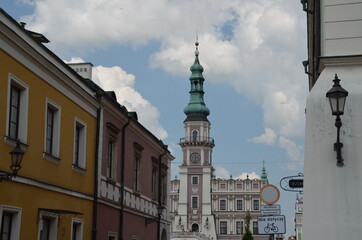 Obraz premium Zamość . Rynek w Zamościu .architektura, budowa, dom, gród, stary, europa, polen, miasteczko, okienna, powierzchowność, budowa, fasada, historyczne, podróż, niebo, punkt orientacyjny, danzig, kwadrat,