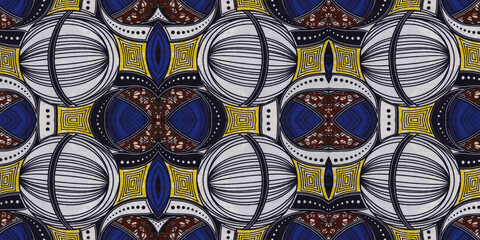 Colored African fabric – Seamless pattern, cotton, photo