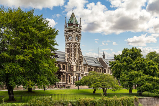 Main Building Of University Of Otago In Dunedin, New Zealand