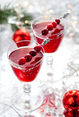 Holidays cocktails. Cranberry drink.