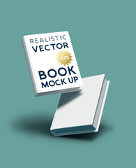 Blank realistic book cover mockup - e-book and marketing template vector illustration.
