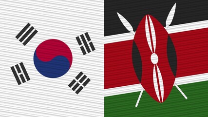 Kenya and South Korea Flags Together Fabric Texture Illustration Background