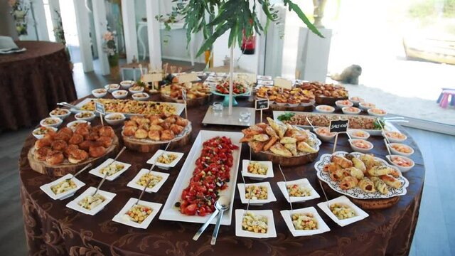 Delicious buffet breakfast with a wide variety of snacks, pastry, and salads