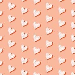 Cute pink hearts, seamless vector pattern. 